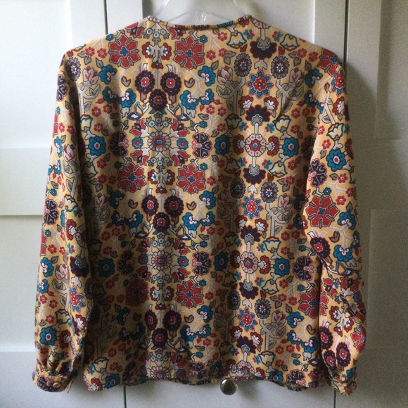 Halston III Vintage Long Sleeve Rayon Print Top - Picture 3 of 3
